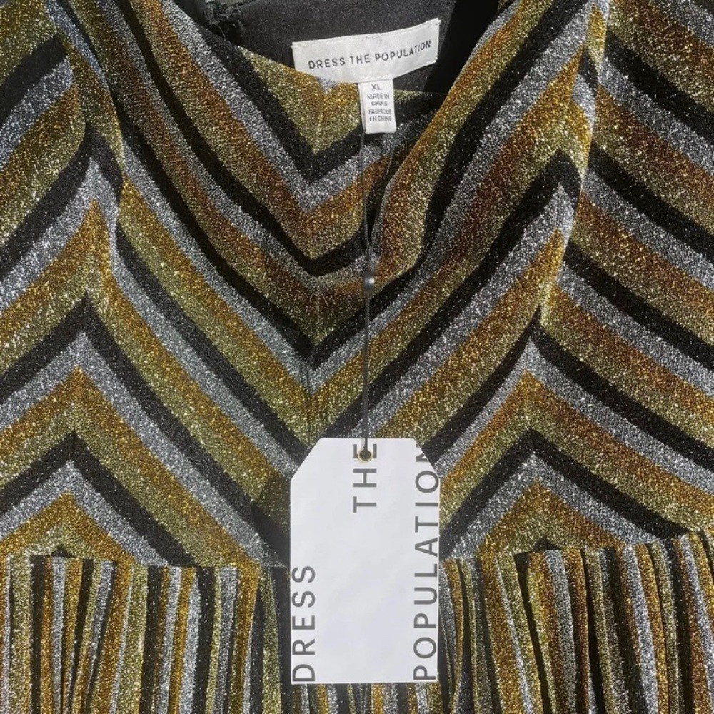 XL Dress the Population - gold and black dress NWT - Picture 5 of 11